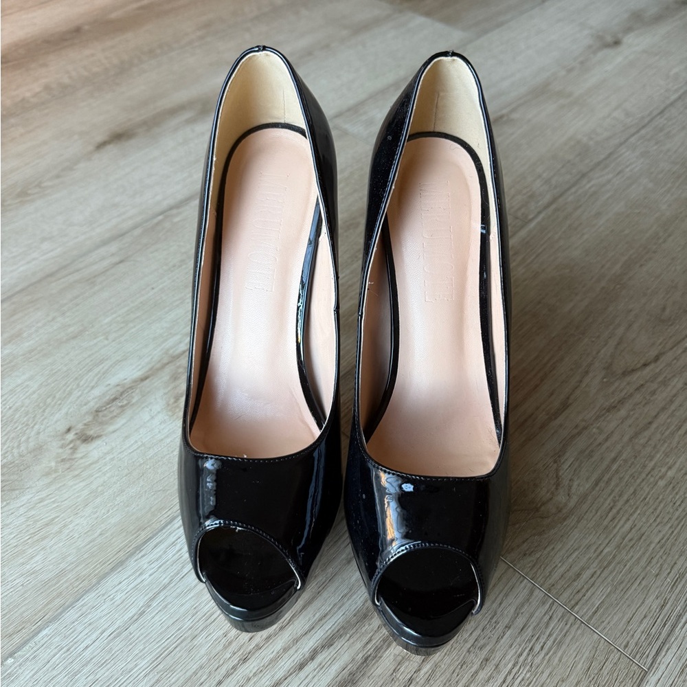 Merumote Black Peep Toe Heels
